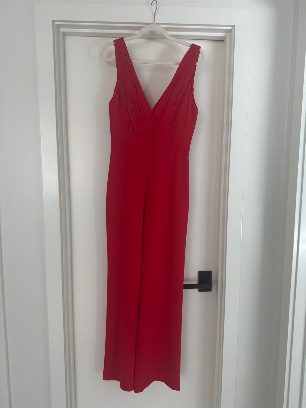 Alice + Olivia Red Sleeveless V-Neck Wide-Leg Jumpsuit